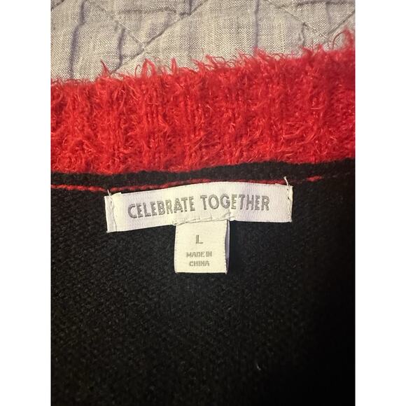 Celebrate Together Ugly Christmas Sweater Cardigan L Oh Snap Gingerbread Argyle - Picture 9 of 11